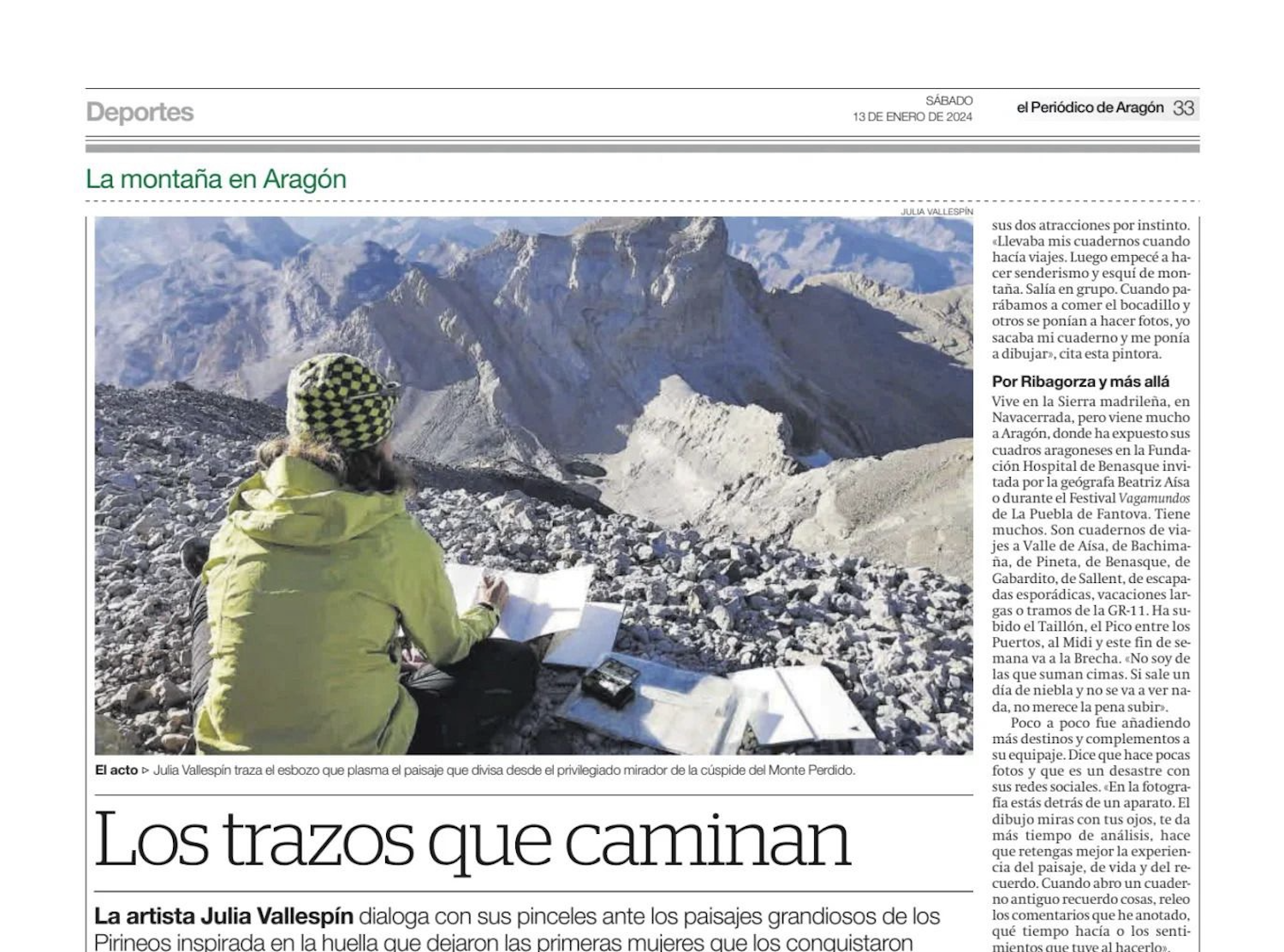 Julia Vallespín, entrevista en el Periódico de Aragón